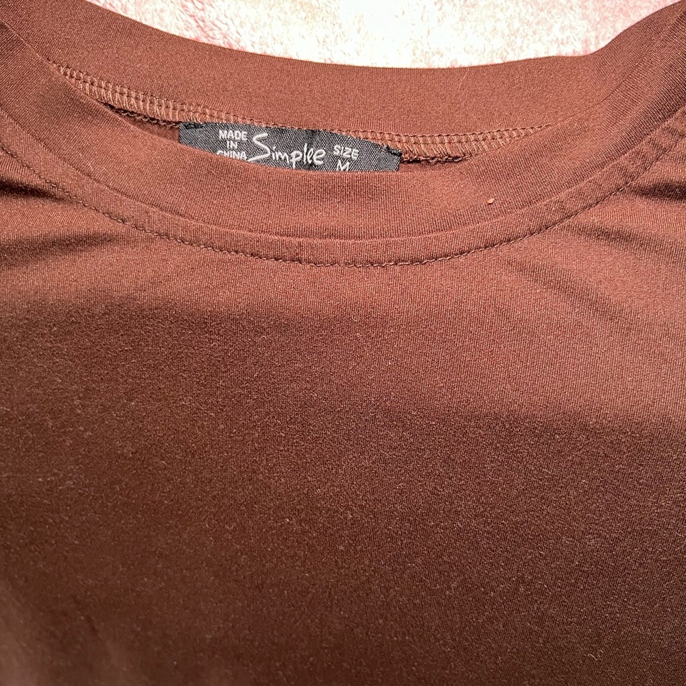 Simple Brown Casual Button Down Shirt